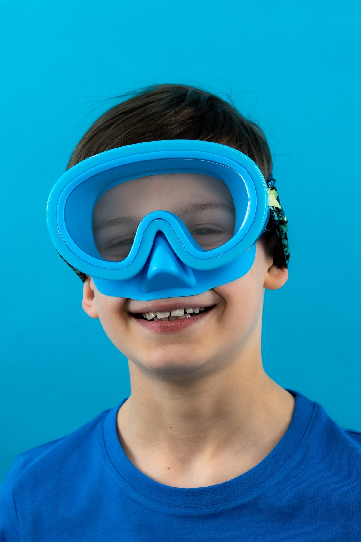 Diving Mask Yellow Blue Palm Trees