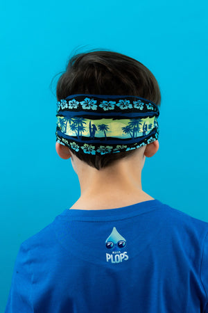 Masque de Plongée Enfant Palmiers Jaune Bleu