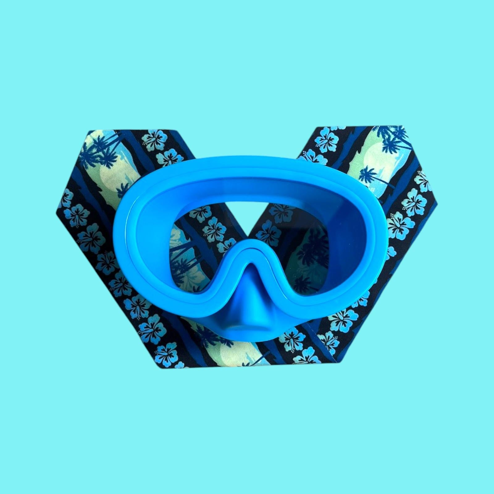 Masque de Plongée Enfant Palmiers Jaune Bleu