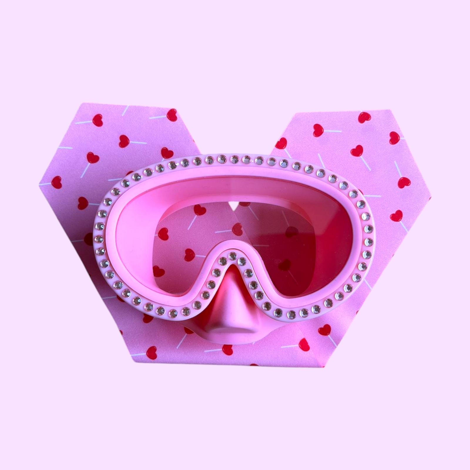 Masque de Plongée avec Strass Enfant Coeurs Sucettes