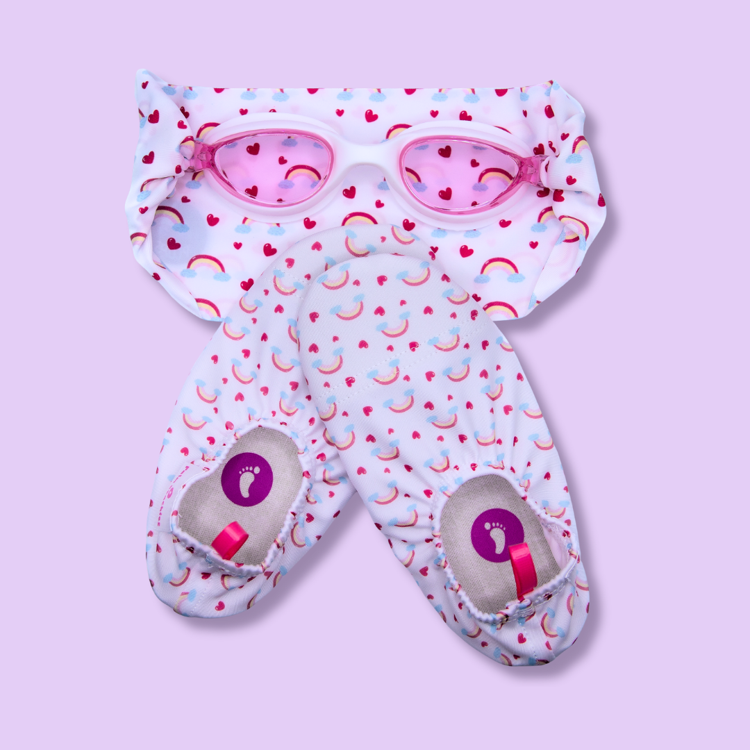 Pack Arc-en-Ciel Chaussons Palm Beachies + Lunettes Waterplops