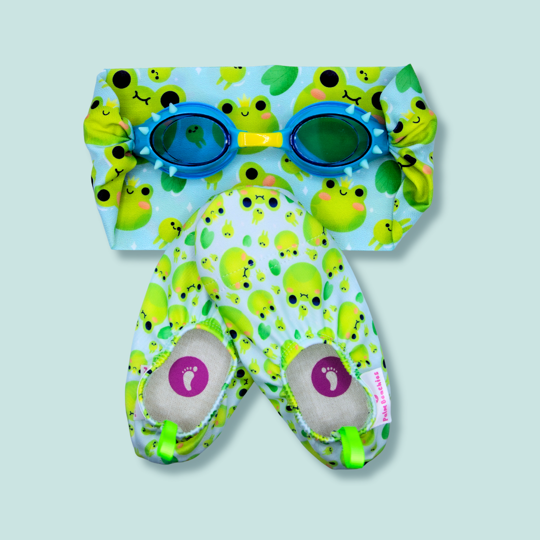 Pack Grenouilles Chaussons Palm Beachies + Lunettes Waterplops