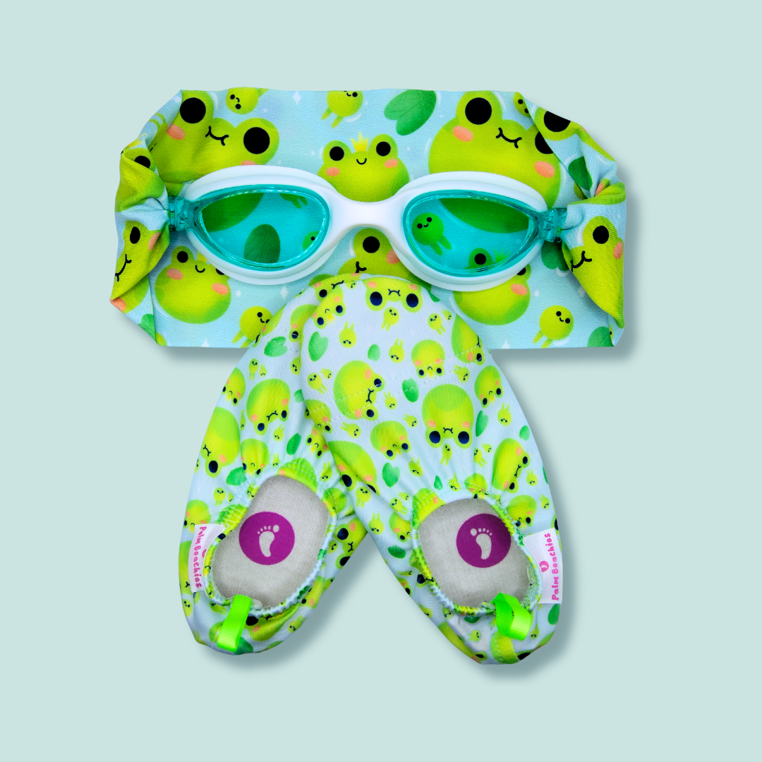 Pack Grenouilles Chaussons Palm Beachies + Lunettes Waterplops