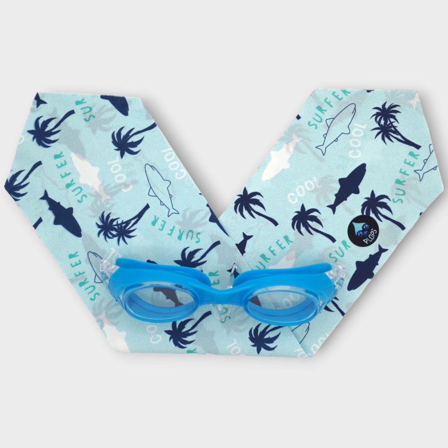 warerplops plops lunettes piscine natation bandeau stretch recyclé polyester élasthanne enfant adulte maillot verres qualité anti buée anti uv accessoire mode fashion ete plage mer étanche étanchéité fille garcons mixte unisexe homme femme tissu baleines requins palmiers surfer cool bleu ciel dessins