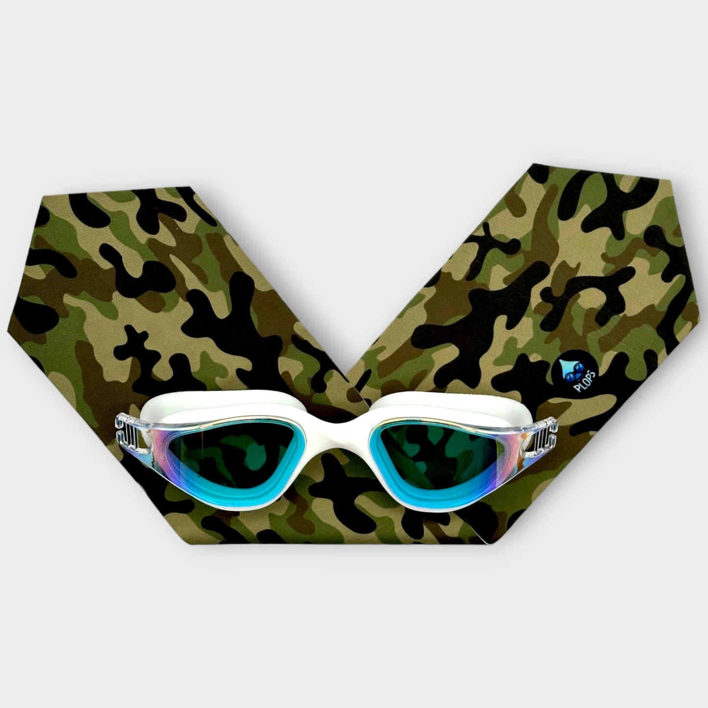 warerplops plops lunettes piscine natation bandeau stretch recyclé polyester élasthanne enfant adulte maillot verres qualité anti buée anti uv accessoire mode fashion ete plage mer étanche étanchéité fille garcons mixte unisexe homme femme tissu camouflage vert militaire kaki armée