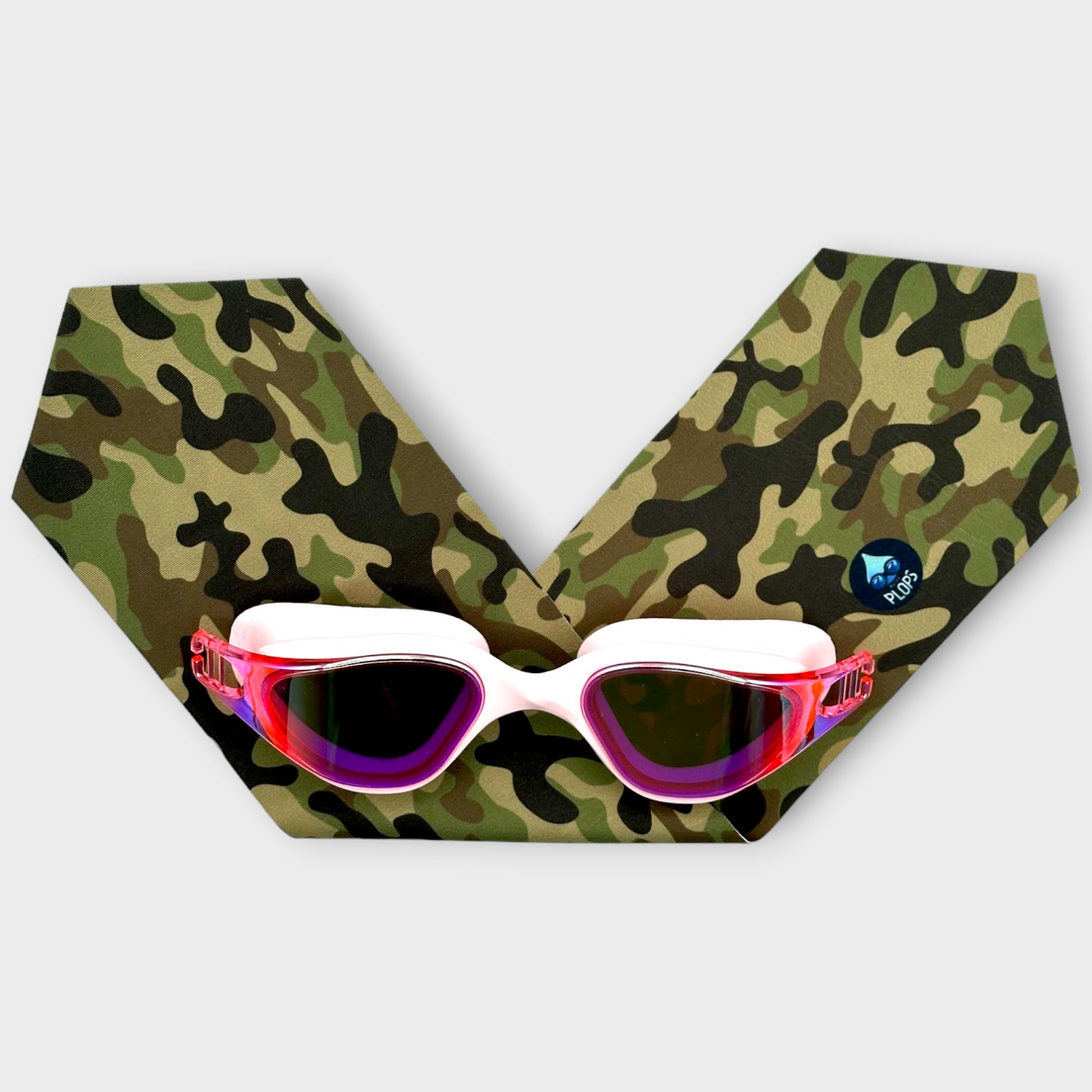 warerplops plops lunettes piscine natation bandeau stretch recyclé polyester élasthanne enfant adulte maillot verres qualité anti buée anti uv accessoire mode fashion ete plage mer étanche étanchéité fille garcons mixte unisexe homme femme tissu camouflage vert militaire kaki armée