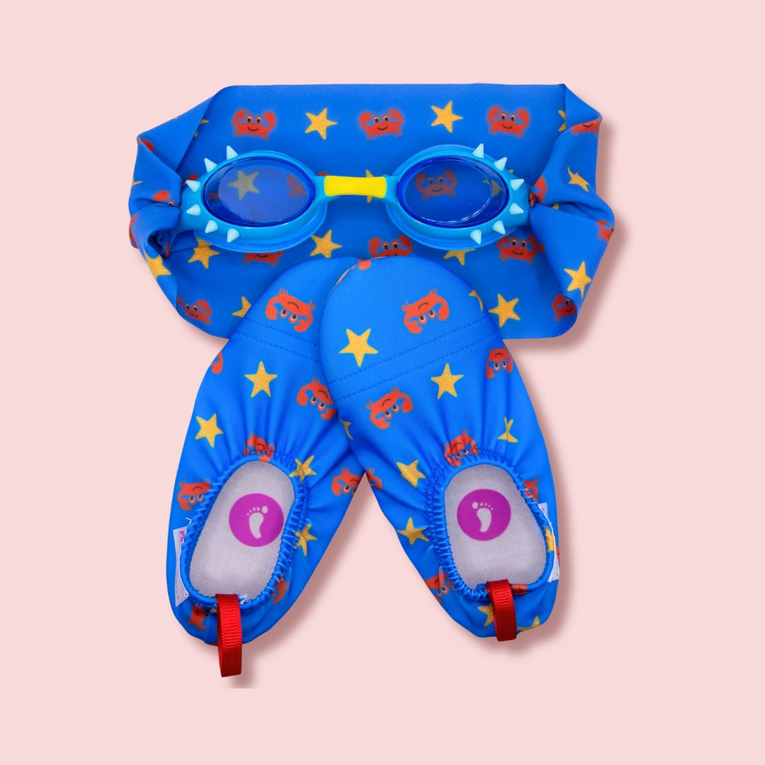 Pack Crabe Chaussons Palm Beachies + Lunettes Waterplops